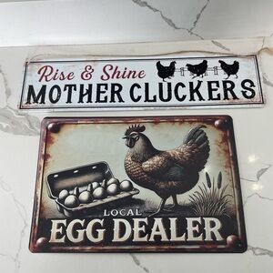 Vintage Style Chicken Metal Signs
